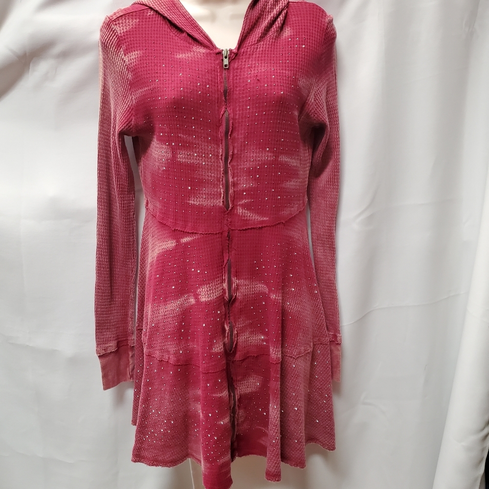 VOCAL-MEDIUM RED ZIP FRONT HOODED JACKET